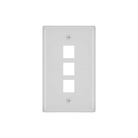 Monoprice WallPlate, Blank, 3 Hole, White 6729