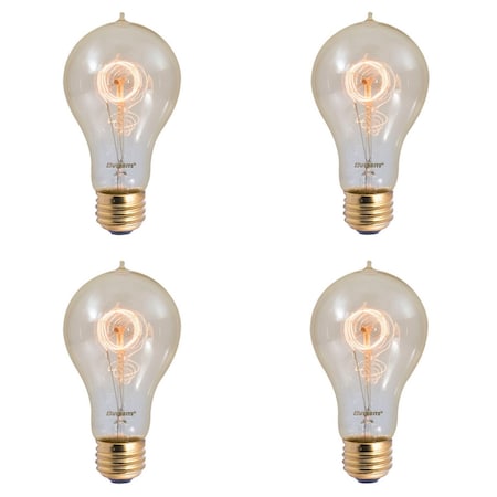 Bulbrite Incandescent A19 40 Watt Nostalgic Edison Quad Loop-style Light Bulb, Amber Glass, 4PK 861385
