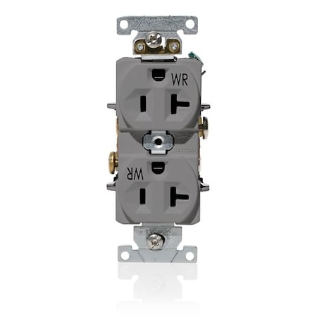 Leviton Duplex Receptacle Outlet, 20A, Gray, 125V WBR20-GY