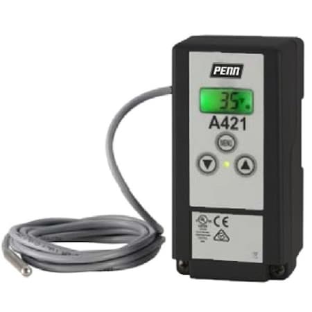 Johnson Controls Temperature Control, Close on Rise, Open on Rise, -40 Degrees to 212 Degrees F, SPDT, 120/240VAC A421ABC-02C
