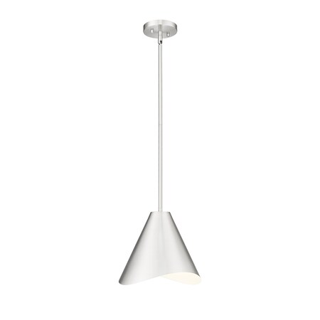 Z-Lite Aria 1 Light Pendant, Brushed Nickel/Brushed Nickel & Inner White, 12 In W x 11 In H 1952P12-BN