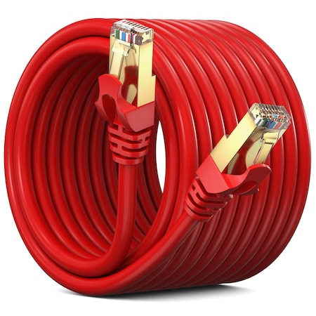 Maximm 20ft Flat Cat7 SFTP Shielded Ethernet Cable, Red CAT720FTRed
