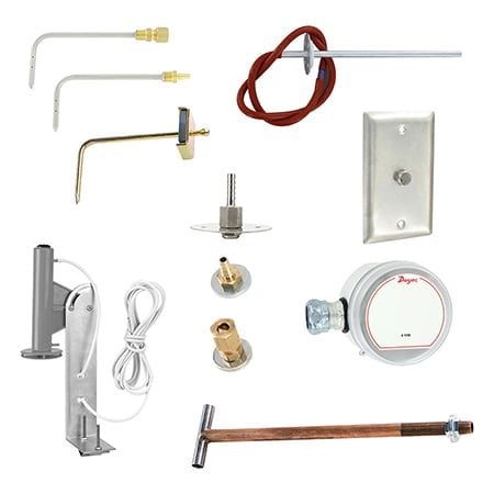 Dwyer Instruments Outdoor static pressure sensor, includes 50' vinyl tubing, mounting bracket and hardware. Red sensor. A-306