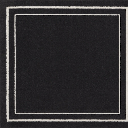Homeroots 5' Black And Ivory Square Indoor Outdoor Area Rug 545943