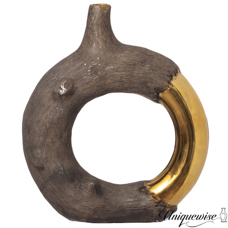 Uniquewise 11-inch Resin Ring Open Circle Design Vase Decorative Centerpiece with Artistic Style, Small QI004842.S