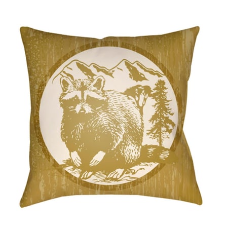 Artistic Weavers Lodge Cabin Raccoon Ridge Poly Filled Pillow - Mustard & Beige - 16 x 16 in. LGCB2004-1616