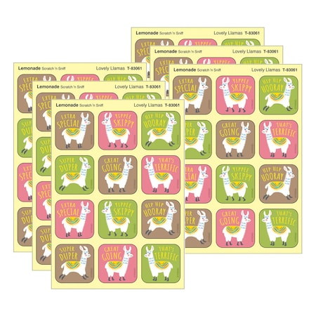Trend Lovely Llamas, Lemonade Scent Scratch 'n Sniff Stinky Stickers, 48-Piece Set, 6PK T83061