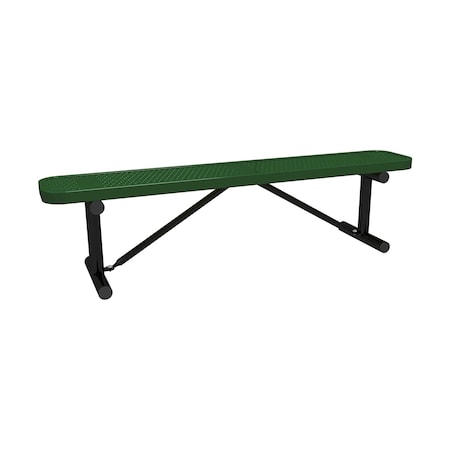 Leisure Craft 6' Standard Bench With No Back, Perforated Metal, Portable, Black Green B6XPP-PERF-BLACK GREEN