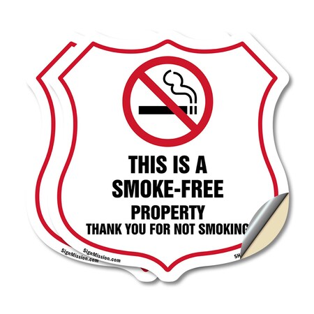 Signmission No Smoking Shield Sign This Is A Smoke F, 18 inch X 18 inch, Vinyl Decal, 2PK SHI-D-2PACK-18-401