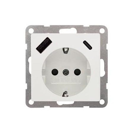 Siemens DELTA i-system titanwhite USB-SCHUKO socket outlet 2 USB A+C Power: Up to 5UB1970-1TW01