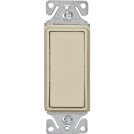 Eaton Wiring Devices 7500 Rocker Switch, 15 A, 120/277 V, SPST, Lead Wire Terminal, Ivory C7501V-SP