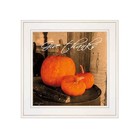 Homeroots Give Thanks 1 White Framed Print Wall Art 404294