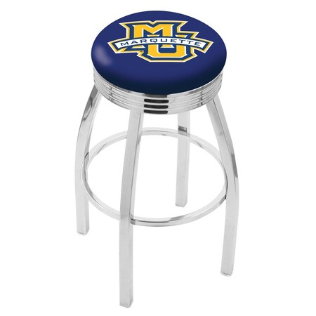 Holland Bar Stool Co 25" Chrome Marquette Swivel Bar Stool, Accent Ring L8C3C25Mrqtte