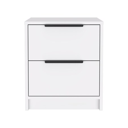 Homeroots 19" White Wood Two Drawer Nightstand 543652