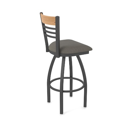 Holland Bar Stool Co Eleanor 25in Swivel Counter Stool with Pewter Finish, Medium Back and Graph Chalice Seat 880
