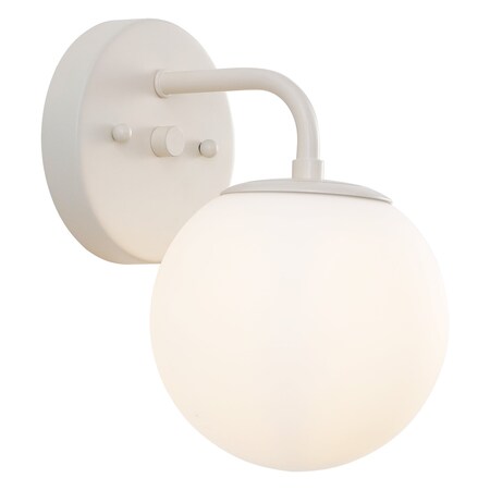 Jonathan Y Louis Parisian Globe 5.75" 1-Light Metal/Frosted Glass Modern Contemporary LED Vanity Light, Almond JYL3534C