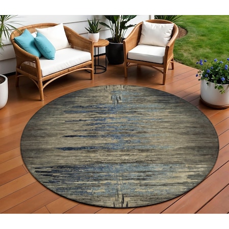 Homeroots 8' Coffee Round Abstract Washable Indoor Outdoor Area Rug 608852