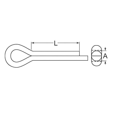 Huyett ASME B18.8.6M Cotter Pin, Zinc Yellow Carbon Steel, 3.2 mm Dia x 25 mm Effective L CPMZ-032-025-A/D