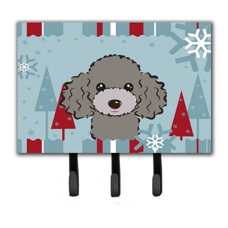 Carolines Treasures Winter Holiday Silver Gray Poodle Leash and Key Holder BB1755TH68