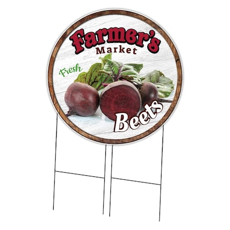 Signmission Corrugated Plastic Sign With Stakes 36in Circular-Farmers Market Beets, C-36-CIR-WS-Beets C-36-CIR-WS-Beets