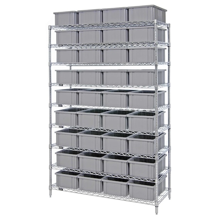 Quantum Storage Systems WIRE SHELVING UNIT W/ 24 GRAY DIVIDABLE GRIDS WR9-93060GY