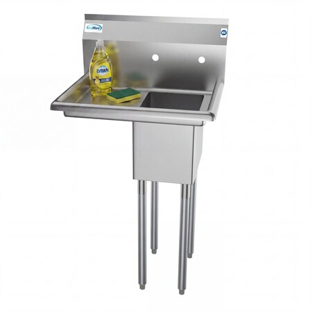 Koolmore 1 Compartment Stainless Steel NSF Commercial Kitchen Prep & Utility Sink with Drainboard SA101410-12L3