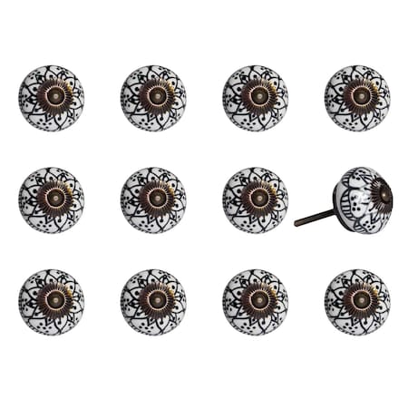 Homeroots 1.5" X 1.5" X 1.5" Black White Copper Knobs, 12PK 321678
