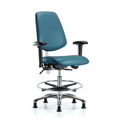 Blue Ridge Ergonomics Vinyl Clean Room Chair, Adjustable Arms BR-NCR-VMBCH-MB-CR-T0-A1-CF-RG-8801