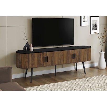Monarch Specialties TV Stand, 72'', Console, Walnut Laminate, Black Laminate, Contemporary I 2798