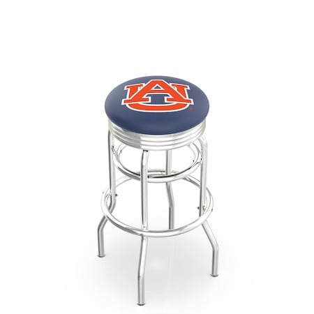 Holland Bar Stool Co 25" Chrome 2-Ring Auburn Swivel Bar Stool, Accent Ring L7C3C25Auburn