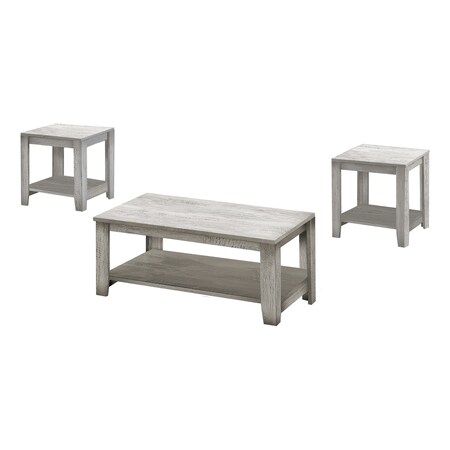 Homeroots Set Of Three 42" Gray Rectangular Coffee Table With Three Shelves, 3PK 489974