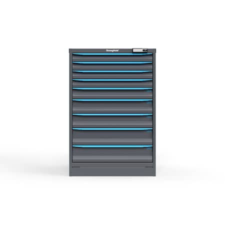 Strong Hold 9 drawer cabinet - (4x 2ft, 1x 3ft, 2x 4ft, 2x 5ft) - Blue accents - E-Lock w/ Tracking S3044-PPTAS-0901FS