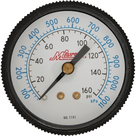 Milton 1/4'' NPT Back Mount Mini Pressure Gauge 1191