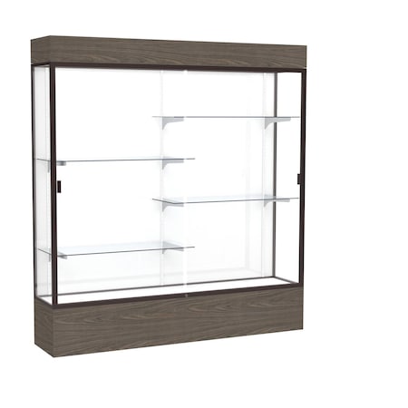 Ghent Lighted Floor Display Case 72x80x16, White, Dark Bronze 2176WB-BZ-WV