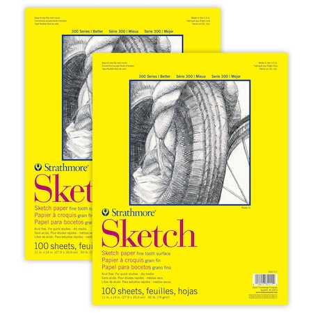Strathmore 300 Series Sketch Pad, Glue Binding, 100 Sheets, 11x14 inch, 2PK P350-111-1