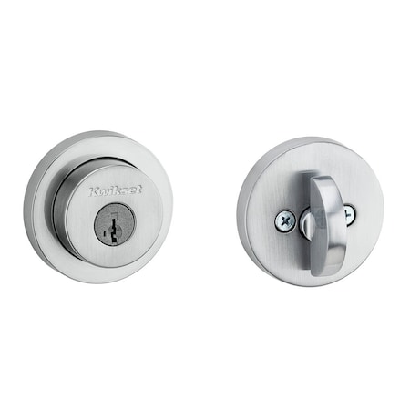 Kwikset Milan Round Rose Single Cylinder Deadbolt SmartKey with 6AL Latch and STRKP Strike Pack which 158RDT-26DS.STRKP