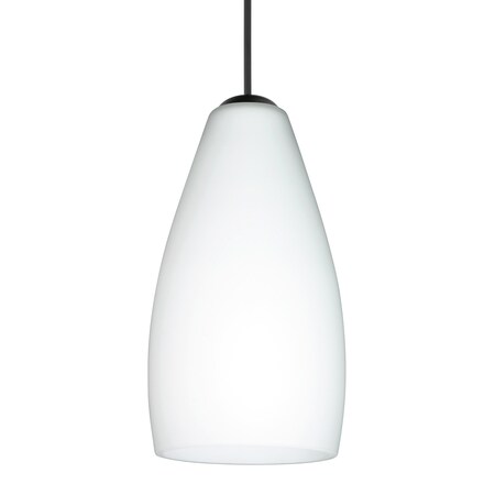Besa Lighting Besa Karli Pendant, Opal Matte, Black Finish, 1x 50W MAX GY6.35 Base 1XT-719807-BK
