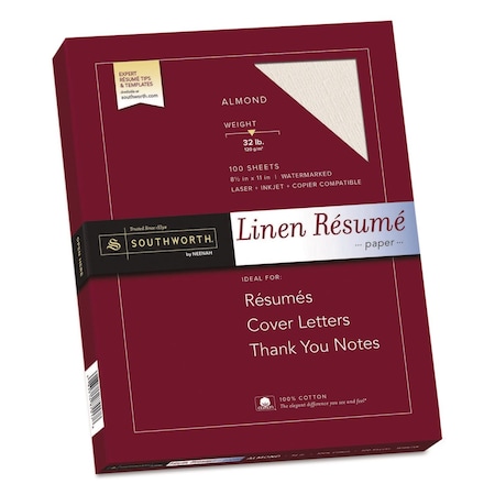 Southworth Paper, Resume Linen, 32No, Almond, PK100 RD18ACFLN
