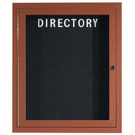 Aarco Enclosed Letter Board Directory w/ Aluminum Oak Wood Look Finish Frame, 36''Hx30''W, 1 Door Unit ADCO3630R