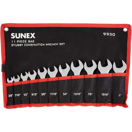 Sunex Stubby Combo Wrench Set, SAE, 11 pcs. 9930
