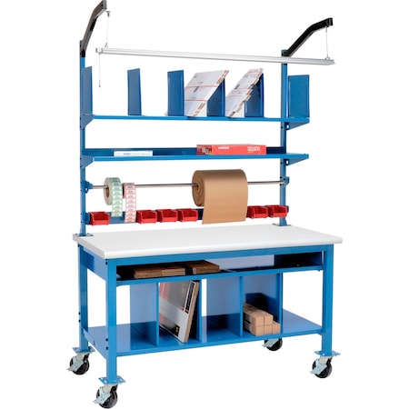 Global Industrial Complete Mobile Packing Workbench, ESD Safety Edge, 72"W x 36"D 412451A