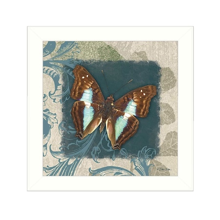 Homeroots Swirl Butterfly White Framed Print Wall Art 407344
