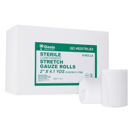 Oasis Sterile Stretch Gauze Rolls, 2"x4.1 Yards, 16PK 492STRL