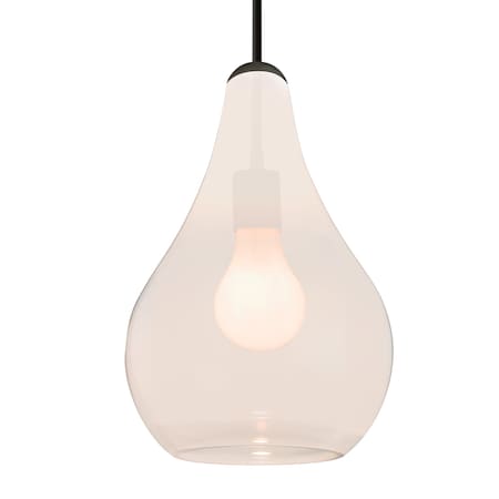 Besa Lighting Besa Leon Pendant, Milky White, Black Finish, 1x 60W MAX E26 Base 1JT-LEONMW-BK