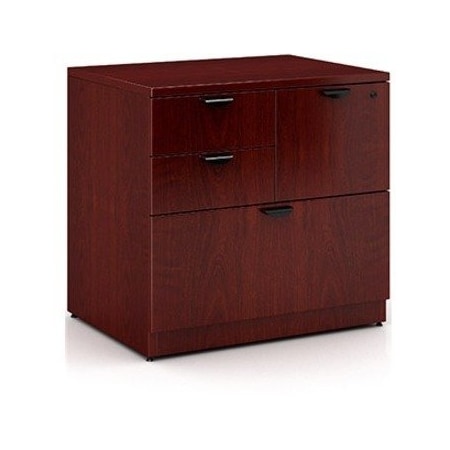Boss 31" W 4 Drawer Combo File Cabinet, Mahogany, Letter/Legal N114-M