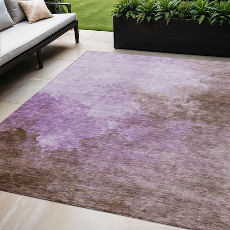 Homeroots 5' X 8' Lavender Brown And Ivory Abstract Washable Indoor Outdoor Area Rug 604798