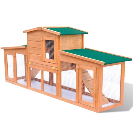 Petpurifiers 75 in. Chicken Coop Small Animal House Large Rabbit Hutch Pet Cage with 2 Runs - Wood PE2629185