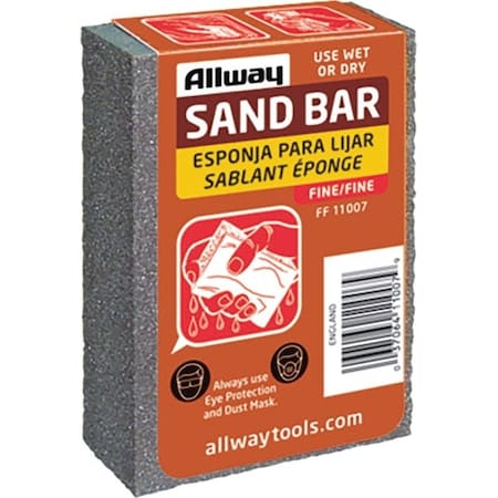 Allway Sand Bar, 4 in L, 3-1/2 in W, Fine, Aluminum Oxide Abrasive FF