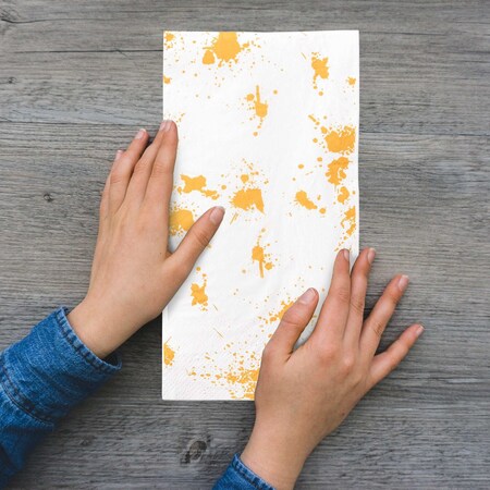 Smarty Had A Party White with Gold Paint Splatter Paper Dinner Napkins 600 Napkins, 600PK 3192-CASE