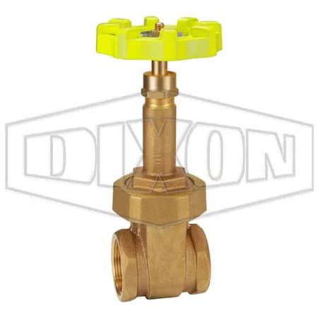 Dixon Gate Valve, 1-1/2 in, FNPT, Class 150, Bronze Body, Malleable Iron Hand wheel Actuator DBGV150